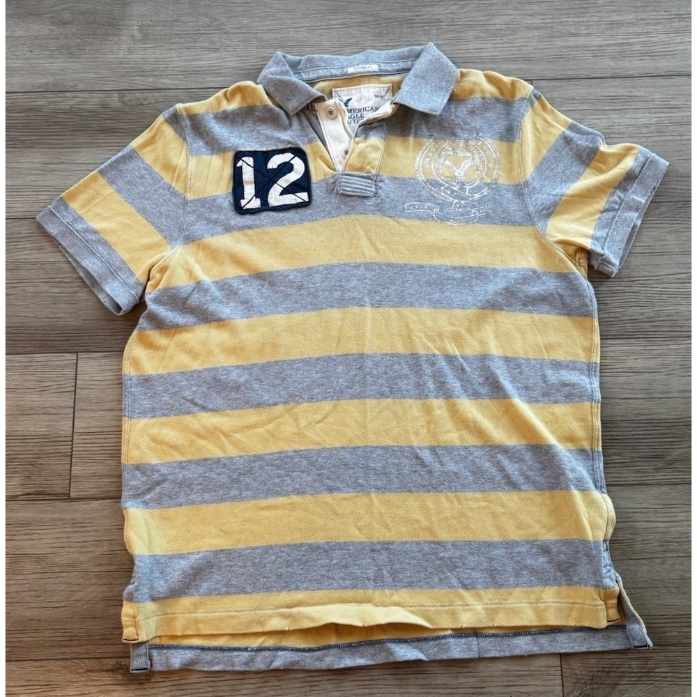 American Eagle Vintage Fit Striped Rugby Style Shirt XL Short Sleeve‎ Preppy